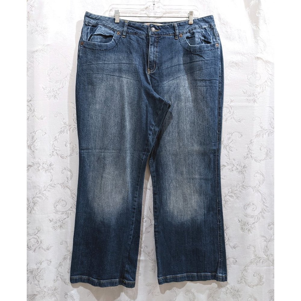 Vintage 90s High Waist Faded Relaxed Wide Leg Jeans 22W High Rise Route 66 Denim